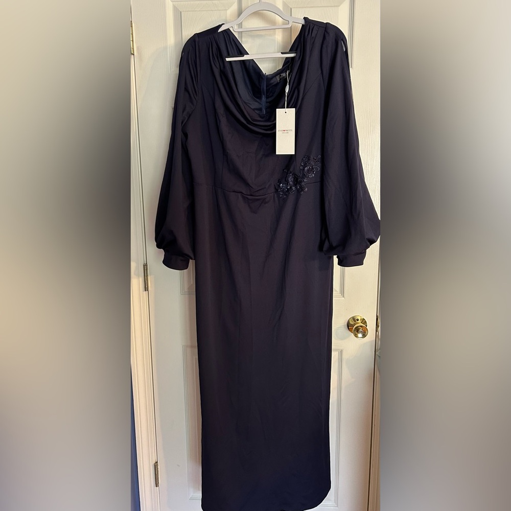 Ever Pretty Dark Blue Long Sleeve Dress